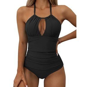 Eomenie One Piece Swimsuits Tummy Control Halter Slimming Size S. F84